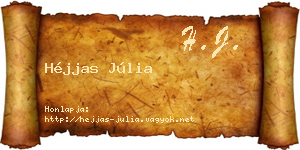Héjjas Júlia névjegykártya