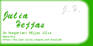 julia hejjas business card